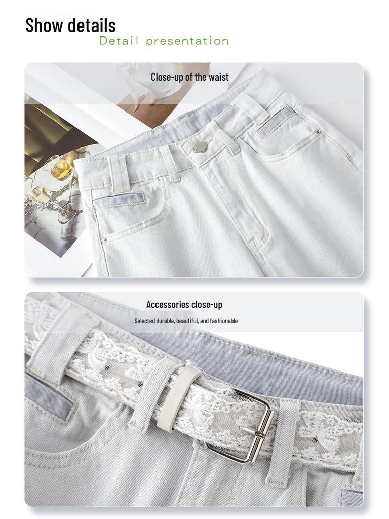 Women's Light Color High-Waist Wide-Leg Jeans: Summer 2025 Relaxed Fit, Slimming, Loose, Straight Long Pants