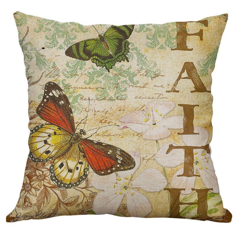 Elegant 18" Butterfly Bees Cotton Linen Pillow Case For Stylish Home Decor