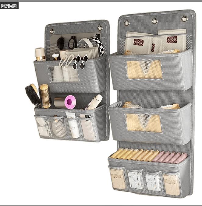 

1pc Versatile storage bag - Multi-Compartment Fabric Hanging Bag with Viewing Window & Hooks for Office, Closet, Dorm two-layer темно-серого