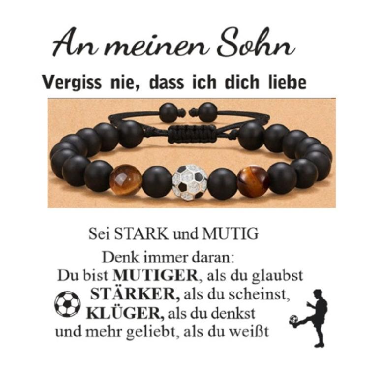 Football Inspired Elastic Bracelet Round Glass Beads Stretch Cord Comfortable Fashion Jewelry for Active Lifestyle