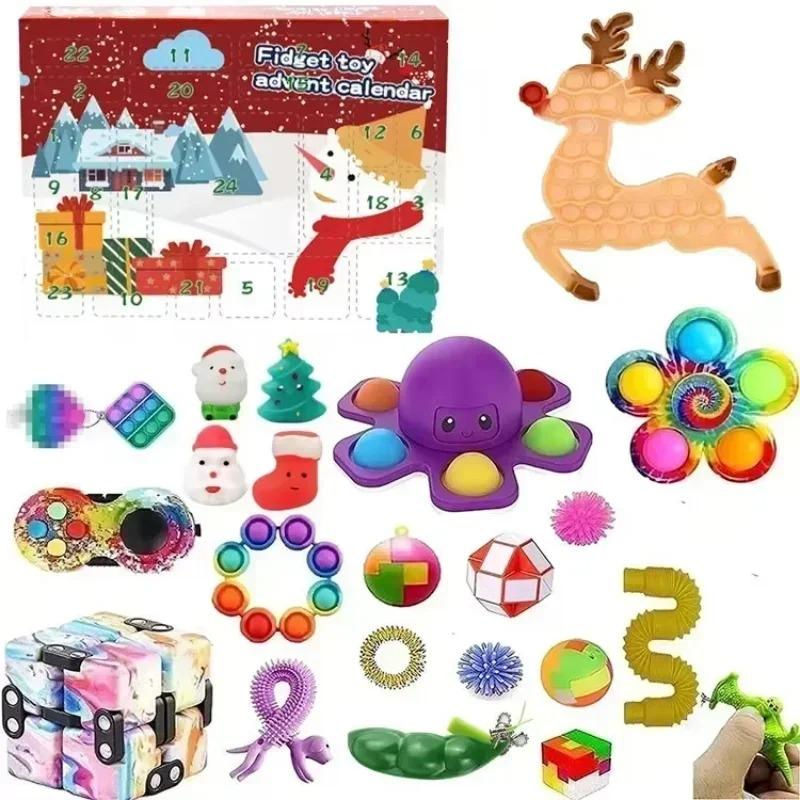 Fidget Advent Calendar 2025, Christmas Advent Calendars Countdown 24 Days, Bubble Toy Surprise Box Sensory Fidget Toy Packs for Girls Teens