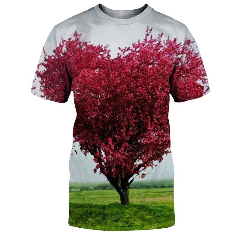 Summer New Love 3D Printed Men's and Women's Short Sleeves Loose and Slim Half Sleeve Shirt