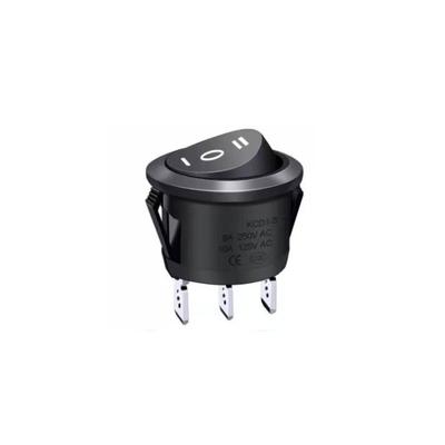 Mini Size 2 Pin Round Rocker Switch 12 Volt DC Black Toggle Switch Terminal 15CM 2nd Gear, 2nd Foot On Off Switch RV Use