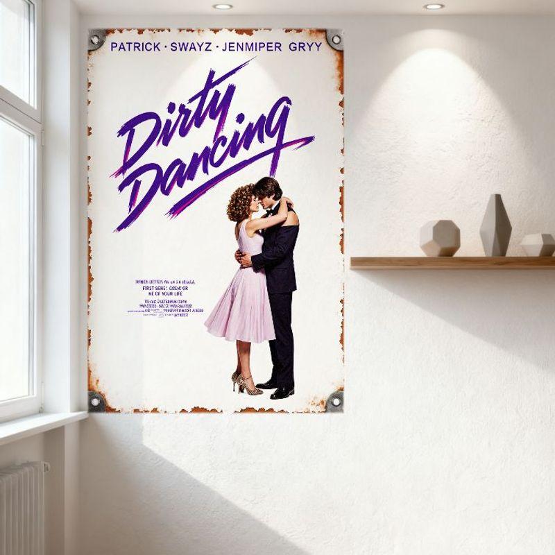 Dirty Dancing Patrick Swayze Jennifer Grey Vintage Metallplåtsskylt Filmplansch Plakett Hembar Café Klubb Man Cave Dekor