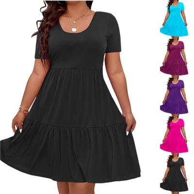 Robe Plissée Élégante pour Femme Couleur Casual Élégante Col Rond
