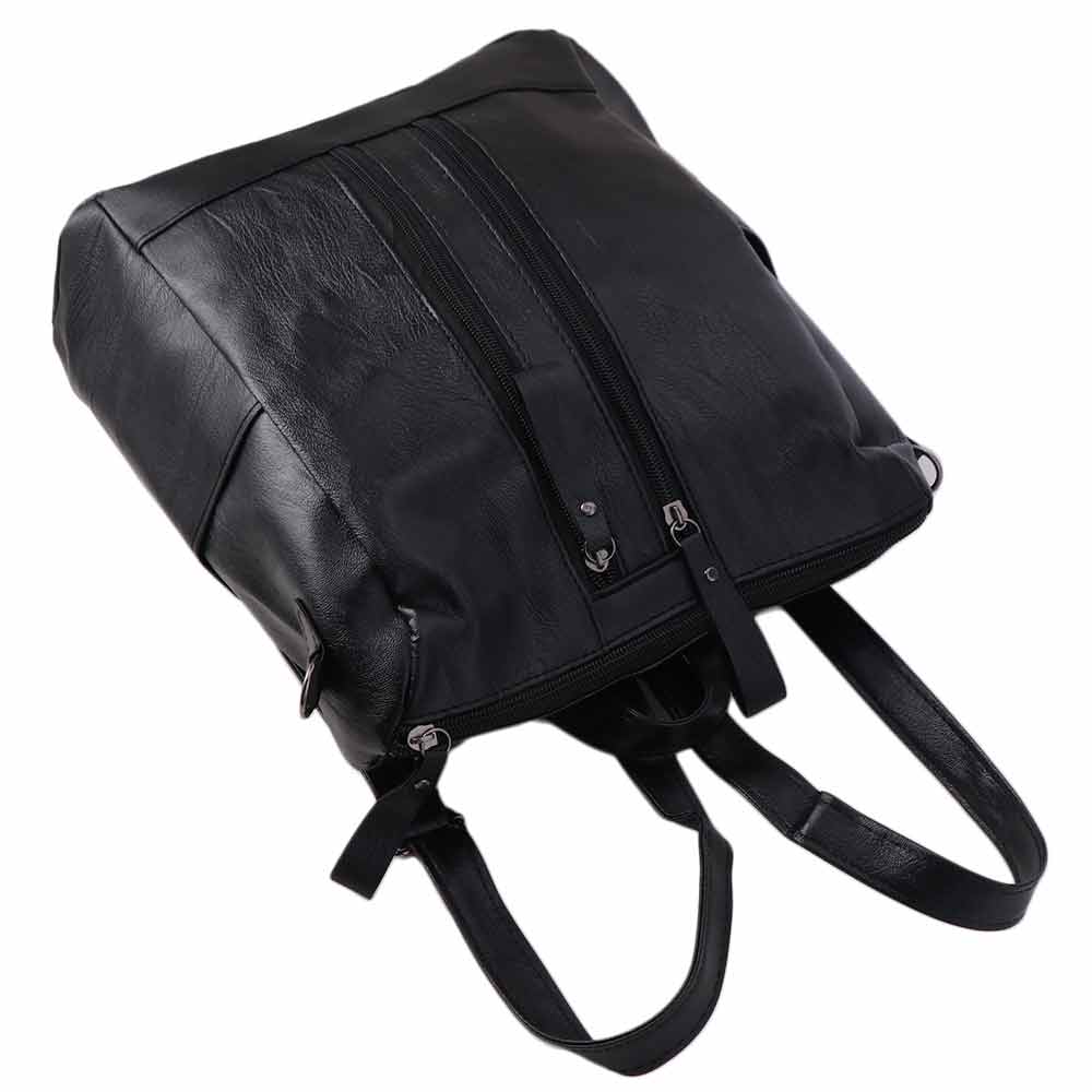 Weiches Leder Leder Rucksack Schwarz Multifunktional Schulrucksack Koreanischer Stil Rucksack College