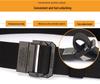 Unisex Black Metal Double Ring Buckle Elastic Canvas Belt for All Seasons