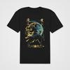 Anime Mage T-Shirt: Blue & Gold Sorcerer Graphic, Unisex 100% Cotton Black Tee