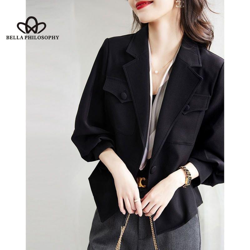 Casual Long Sleeve Jacket Women Fall New Korean Version Suit Jacket Versatile Jacket Loose Cropped Trench Coat