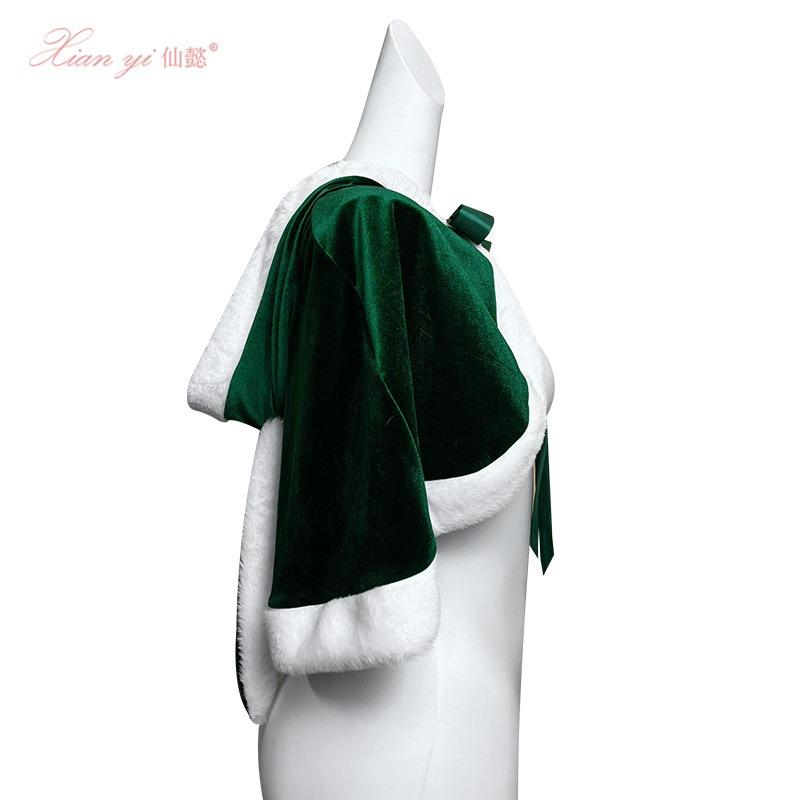 Winter Reines Verlangen Samt Hasenohren Kapuzenroter Umhang Weihnachtsthema Kleidung Accessoires