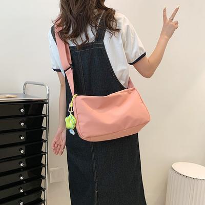 New Women's Messenger Bag Solid Color Simple Student Canvas Bag Large Capacity Fashion Casual Shoulder Mobile Phone Bag