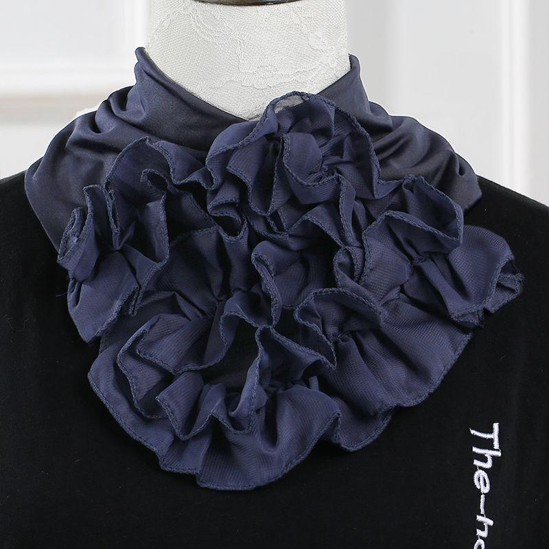 Korean Floral Chiffon Neck Guard False Collar Hedging Scarf Summer Women Ice Silk Protect Cervical Elastic Bib Headneck P51