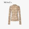 MO&Co. Flocked Print Mesh High-Neck Top