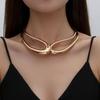 European and American accessories: exaggerated alloy twisted double-layer collar, sweet cool style simple choker bracelet