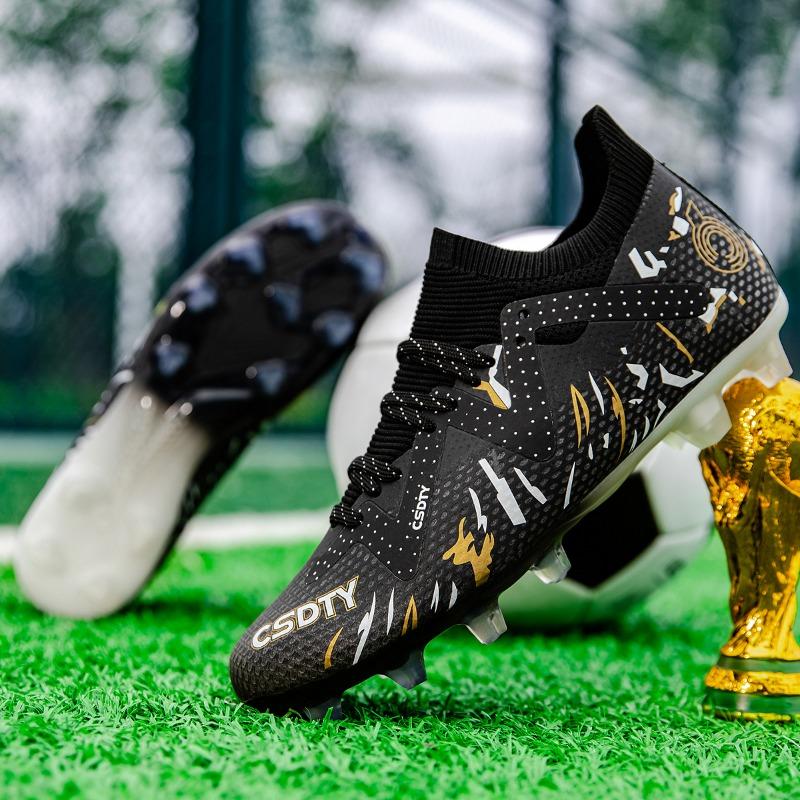 33-45Kids Chuteiras de Futebol Borracha Sola Macia Ponta Curta Couro Artificial Gramado Juvenil Crianças Futebol Sapatos Masculinos Esportes Tamanho Grande Futebol Sapatos