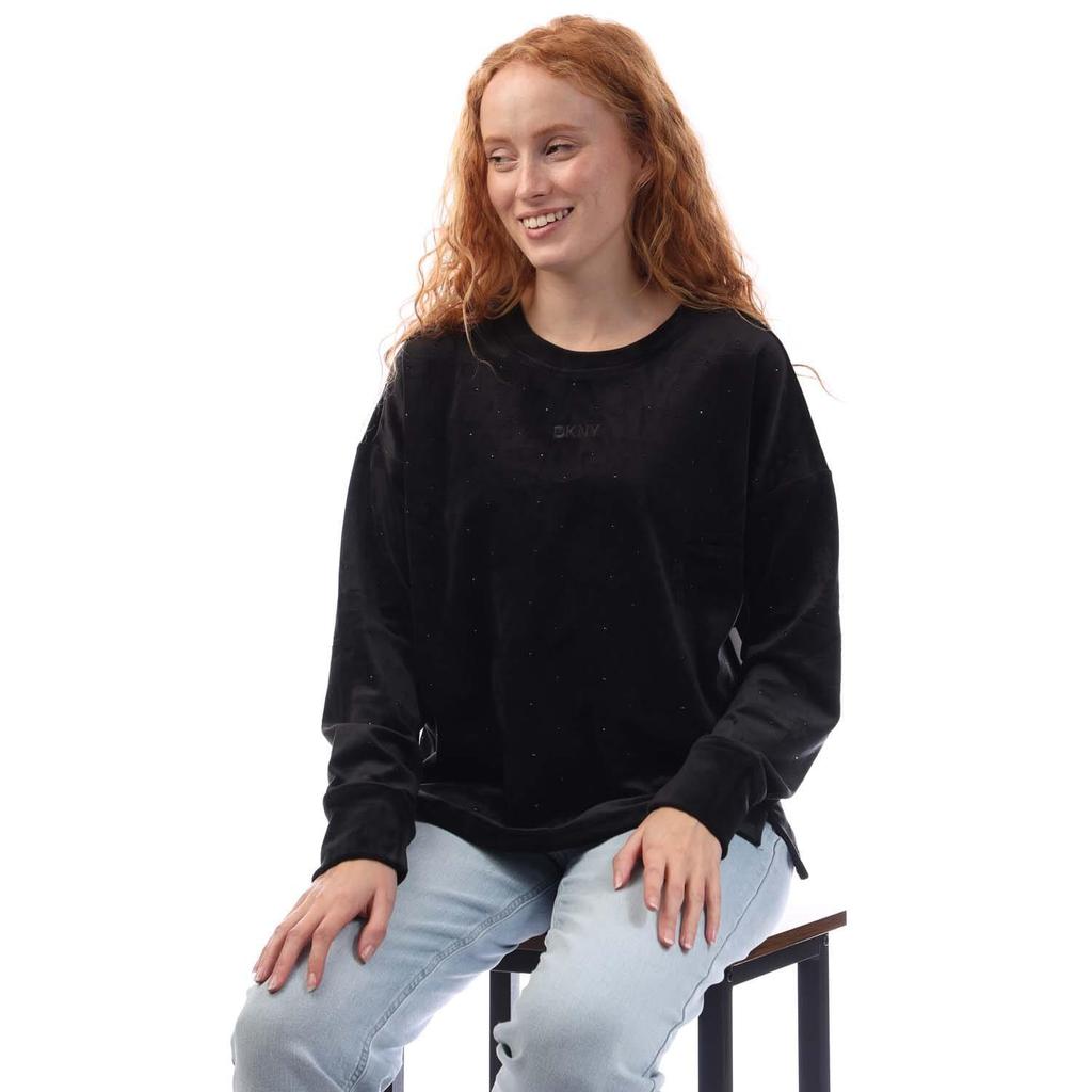 DKNY Womens/Ladies Rhinestone Crew Neck Sweatshirt