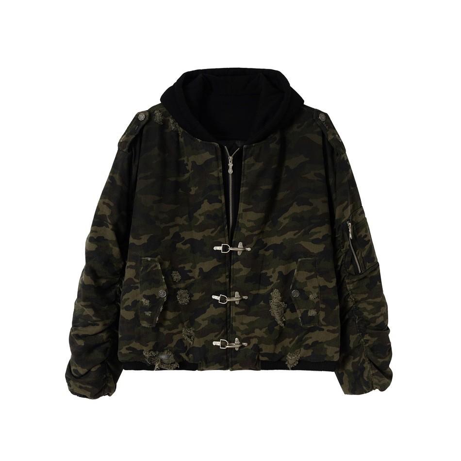 Унисекс Ретро Камуфляжная Рабочая Куртка Restarall - Зимняя Хлопковая С Воротником-стойкой RE033 XL
