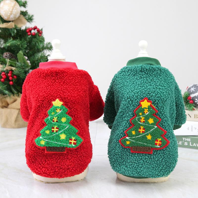Dog Clothes Autumn and Winter Pet Clothes New Teddy Small Dog Pet Clothing Winter 21 Christmas Tree Flannel