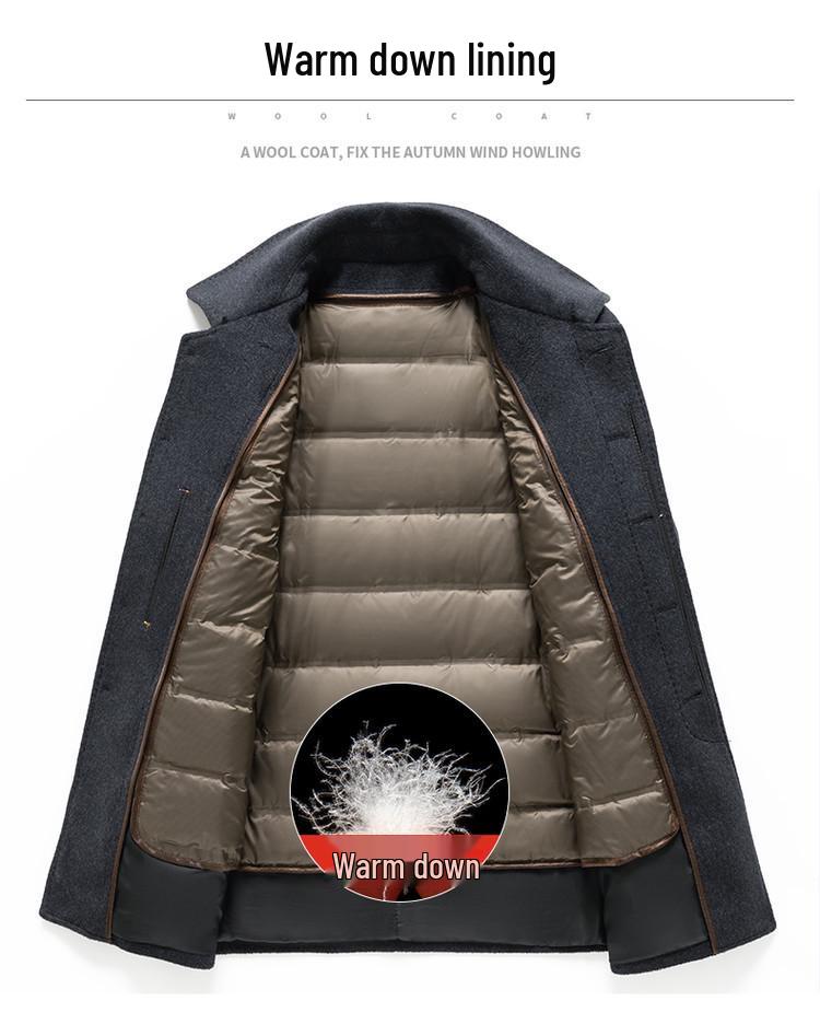 Men's Woolen Coat with Removable Liner - Casual & Business Winter Jacket for Middle-Aged