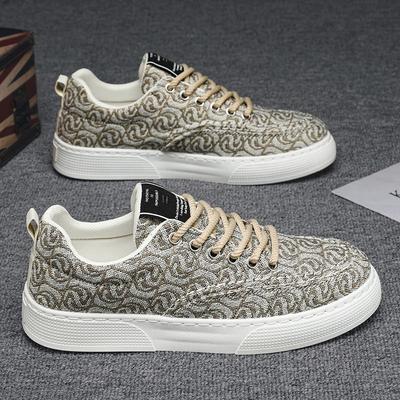 Canvas-Schuhe Herren Low-Top Sommer Nische Low-Top bedruckte Board-Schuhe Herren Plateau Sport und Freizeit Trendschuhe