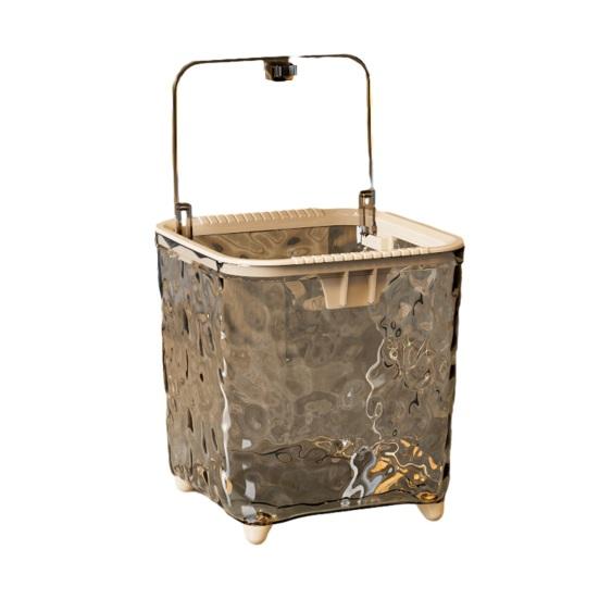 Trash Can Transparent Water Ripple with Press Trash Bin Lid Office Wastebasket for Home Bedroom