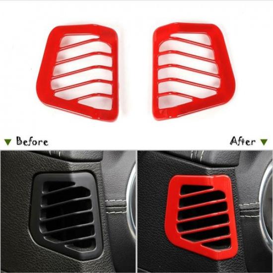 For   Jeep Gladiator JT ABS Red Dashboard Side AC Air Vent Cover Trim 2P