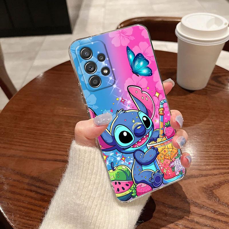 Stitch Clear Case für Samsung Galaxy A57 A37 A56 5G A36 Cases A55 A54 A35 A26 A07 A17 A16 A06 A34 A15 Stoßfeste Hülle Schmetterling