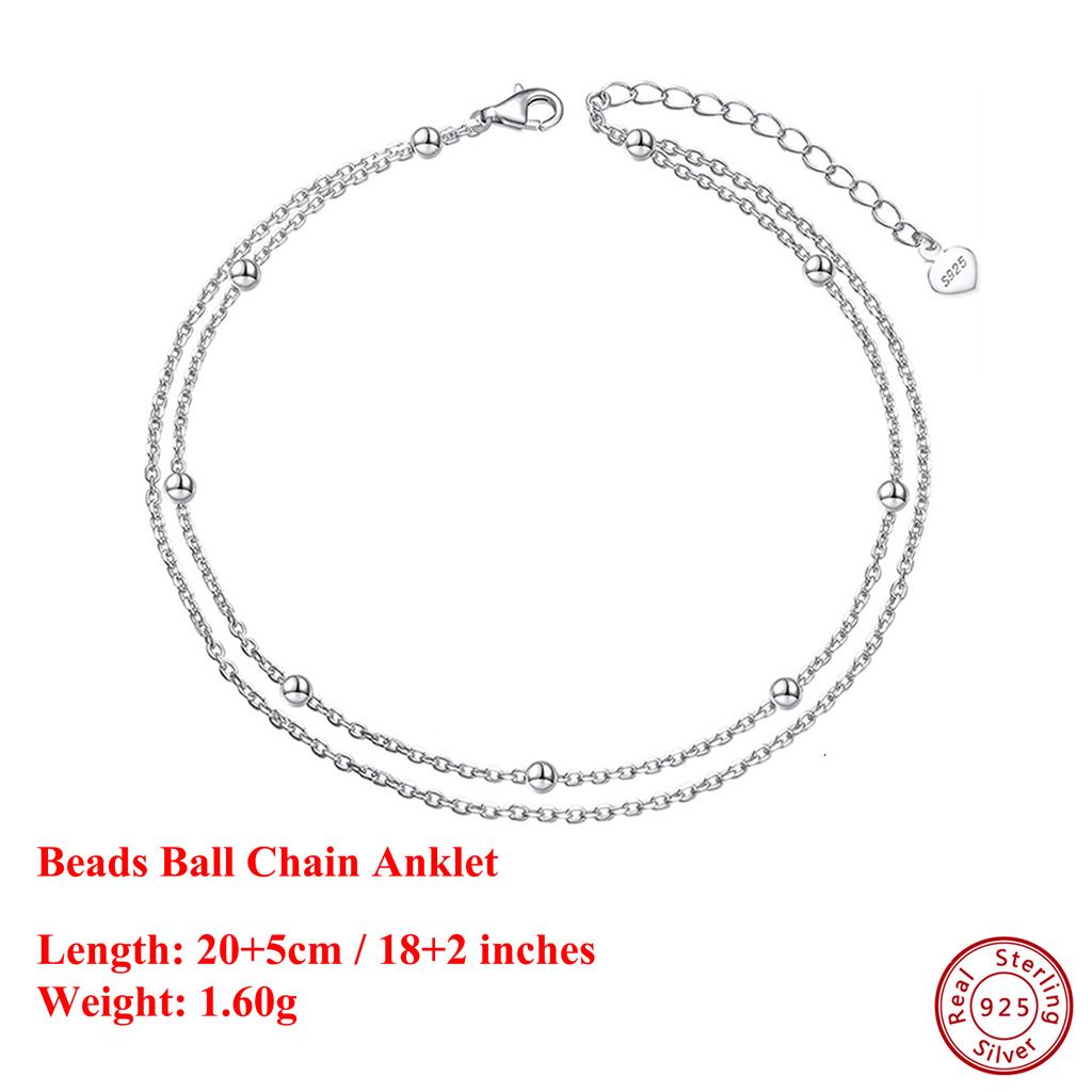 Effie Queen Authentic 925 Silver 14k Gold Heart Shaped Chain Anklet Romantic Jewelry for Women Birthdays Valentine's Gift SA10