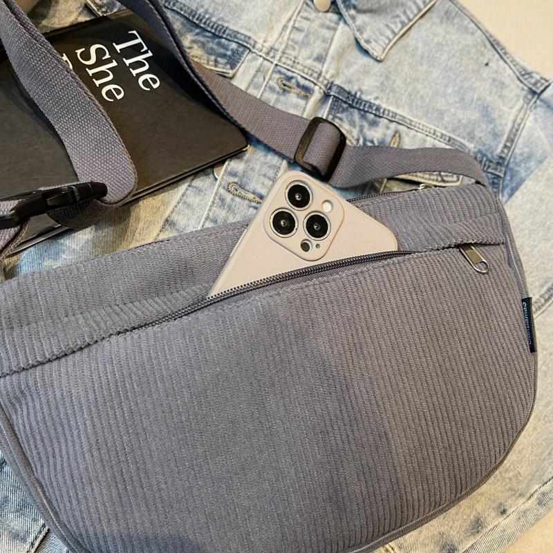 Corduroy Chest Bag Women's Underarm Bag Shoulder Bag Commuter Crossbody Bag