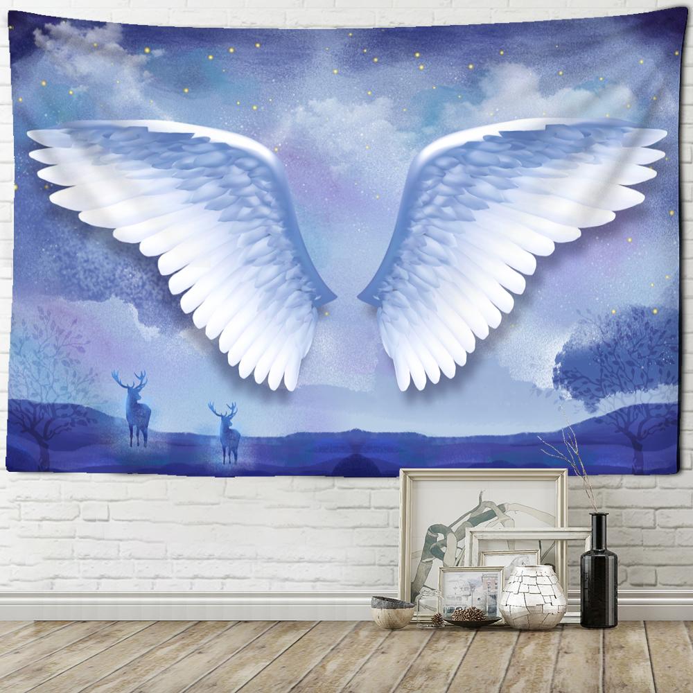 

Гобелен с крыльями ангела, настенный гобелен с героями мультфильмов, каваи, простой хиппи, бохо, тапиз, искусство, детская комната для девочек, домашний декор 150x150cm