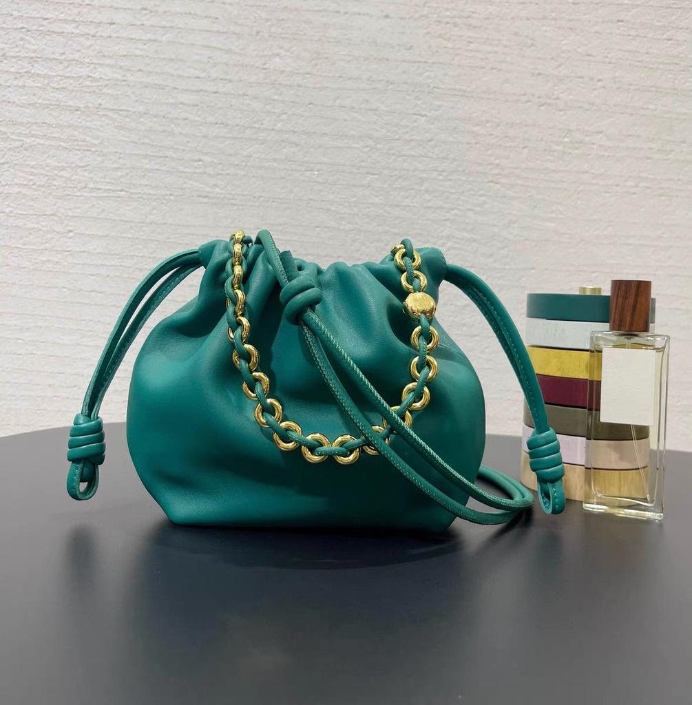 High Quality Leather Women'S Bag Donut Chain Lucky Bag Bag Drawstring Cloud Bag Underarm Bag