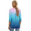 Women's Fashion Casual Three-Quarter Sleeve T-Shirt Printed V-Neck Top