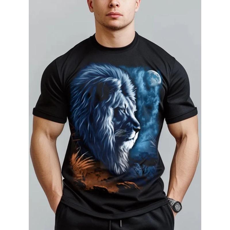 

Модная мужская футболка с рисунком волка, футболка с коротким рукавом, летняя футболка оверсайз, с круглым вырезом, повседневная, с 3D-принтом животного, топы, мужская одежда XS