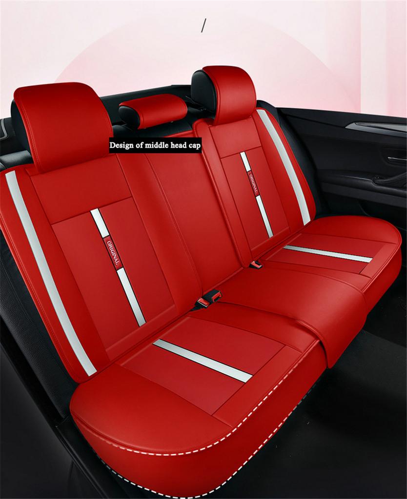 Coprisedili Auto in Pelle Resistenti all'Usura Set Completo Anteriore Posteriore Protezione Cuscino Poggiatesta Universale+Cuscino Lombare