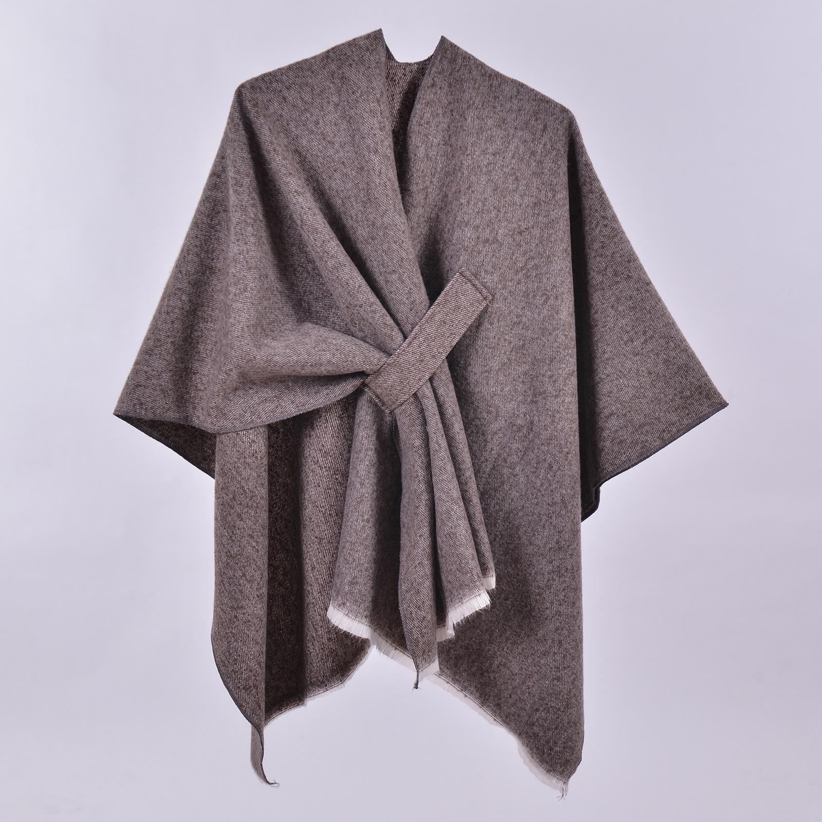 

Women s Reversible Thickened Imitation Cashmere Shawl Cape Poncho Scarf 130x150 cm