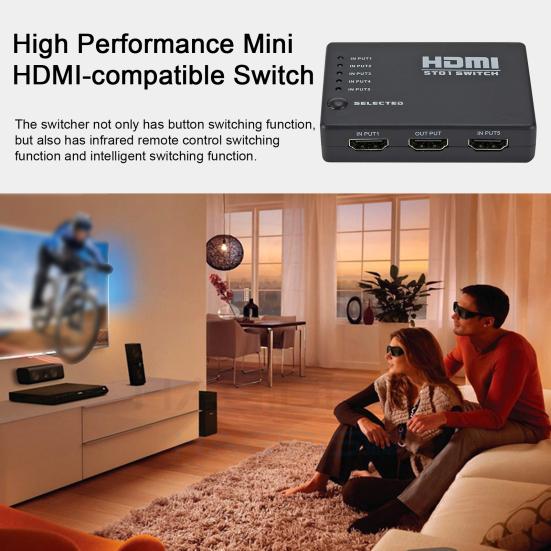 

Высокопроизводительный HDMI-совместимый коммутатор Yousheng ИК-пульт дистанционного управления 5-в-1 выход HD-совместимый цифровой аудиопереключатель