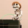 Yousheng Fishing Cartoon Frog Figurine Resin Fishing Crocodile Panda Skeleton Statue Sculpture Outdoor Garden Pond Fish Tank Decoration Ornament