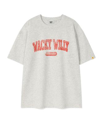 WACKY WILLY Arch Typography Short Sleeve T-Shirt Light Grey
