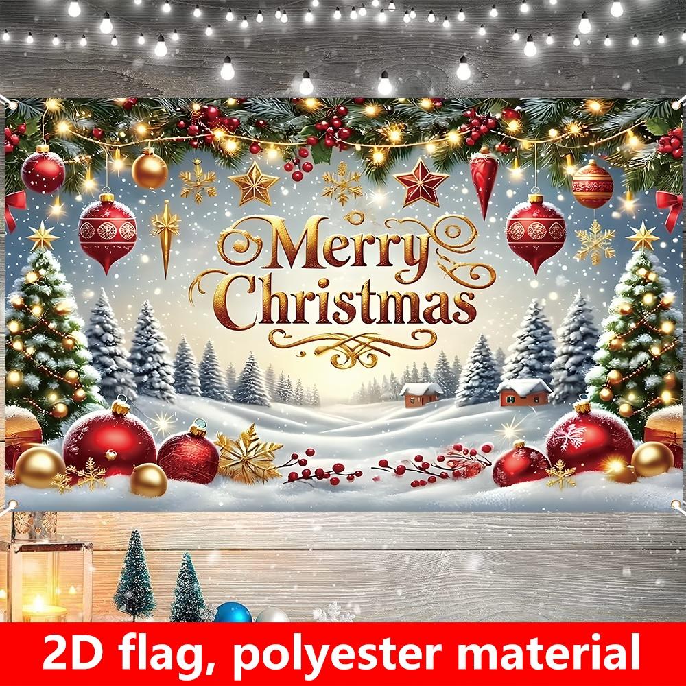 1 Piece 2D Flat Flags Christmas Party Decorative Flags Exclusive Flags with Halloween Snow and Christmas Tree Patterns