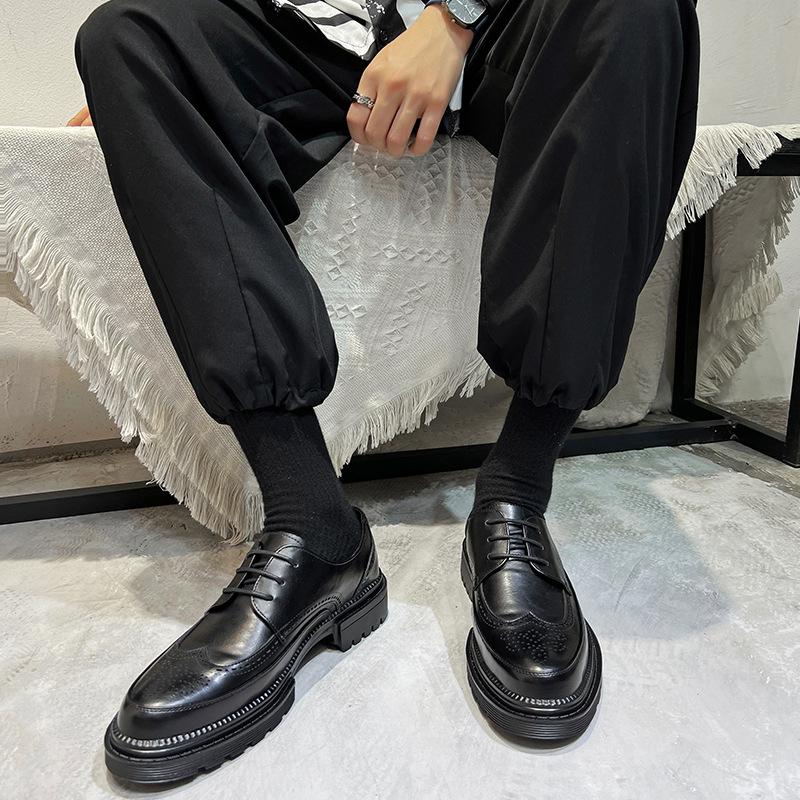 Zapatos de Hombre Brock Transpirables Vestido de Negocios Juvenil Estilo Británico Versátil Zapatos de Cuero 1376-T