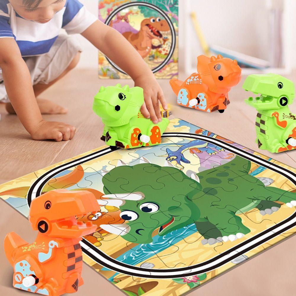 Plastic Dinosaur Track Car Toys Board Gams DIY Rail Assembled Puzzle  Preschool Boy and Girl