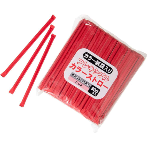 Strix Design Flexible Colored Straws, 900 Straws (300 Straws x 3 Packs), Red, 21cm, Individually Wrapped, Hygienic, Flexible, Stylish, Perfect for Caf