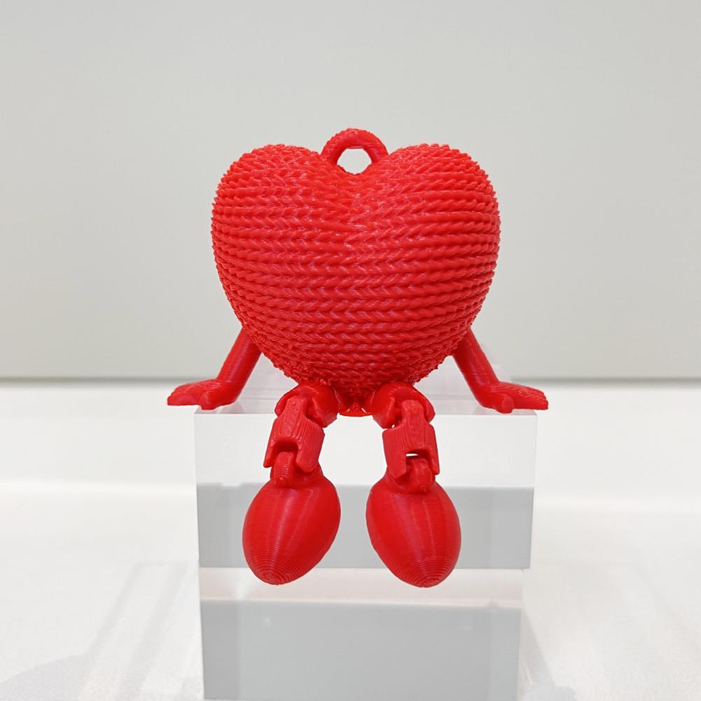 3D Printed Red Heart Model Toy Movable Joint Desktop Decoration Ornament Valentine's Day Gift