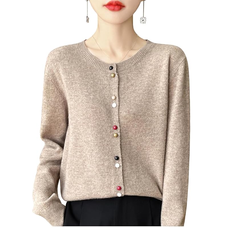 

[ODFMCE] cardigan ladies spring office knit Plain color Beautiful big size (JP, alphabet, L, camel)