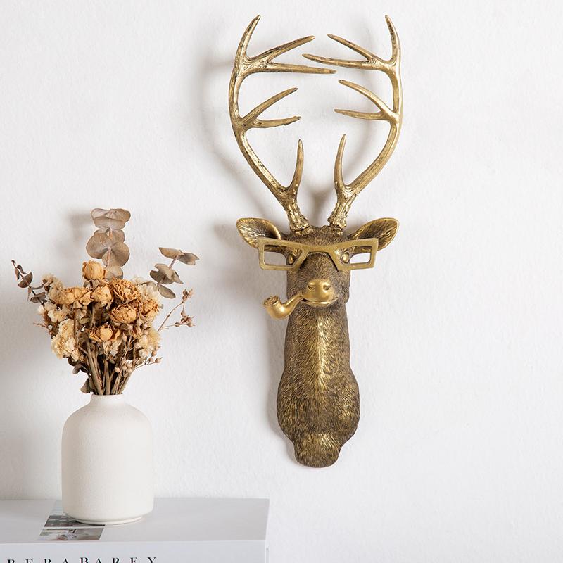 3D Animal Head Wall Mounted Resin Decor Ornament Hanging Sculpture Rabbit Deer Bear