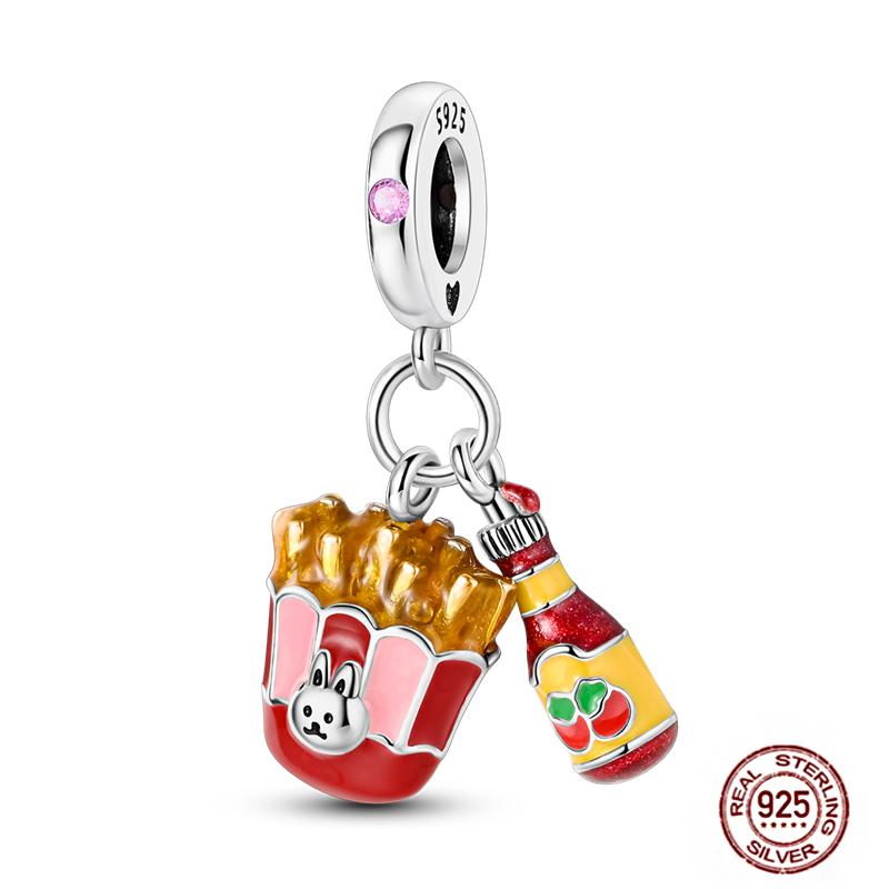 Daily Articles Copper Pink Perfume Charms Camera Dumbbell Smart Watch Beads Fit Original Bracelets Diy Jewelry Gift