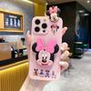 Applicable to Apple 15 Minnie mobile phone case iPhone16promax cute cartoon Mickey with bracket