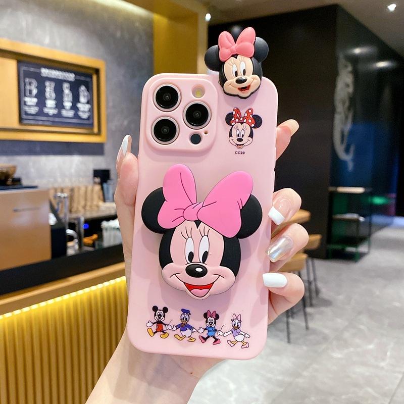 Applicable to Apple 15 Minnie mobile phone case iPhone16promax cute cartoon Mickey with bracket