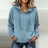 Giacca casual da donna con zip intera in velluto a coste con tasche per l'autunno