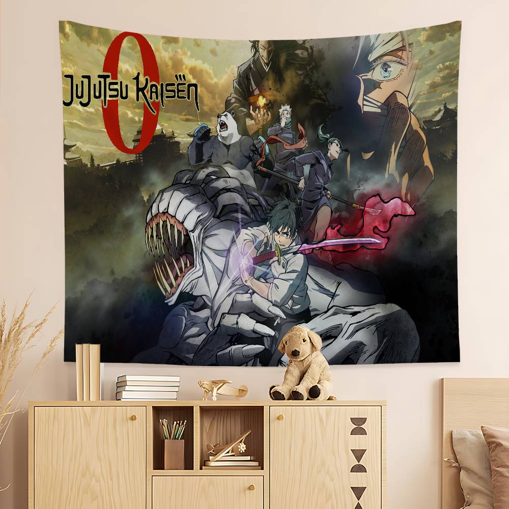Popular Anime Jjujutsu Kkaisen Printed Large Wall Tapestry Indian Buddha Decoration Witchcraft Bohemian Hippie Wall Art Decor